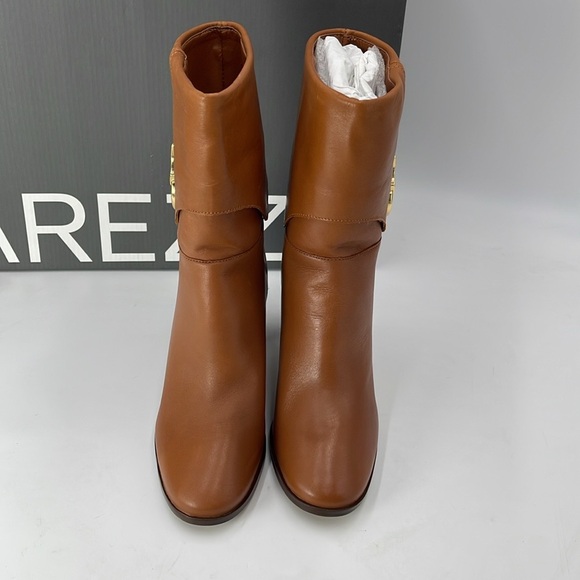Arezzo Women's Marrom Vivian Mid Block Round Toe Booties Size 5B NIB - Picture 3 of 10